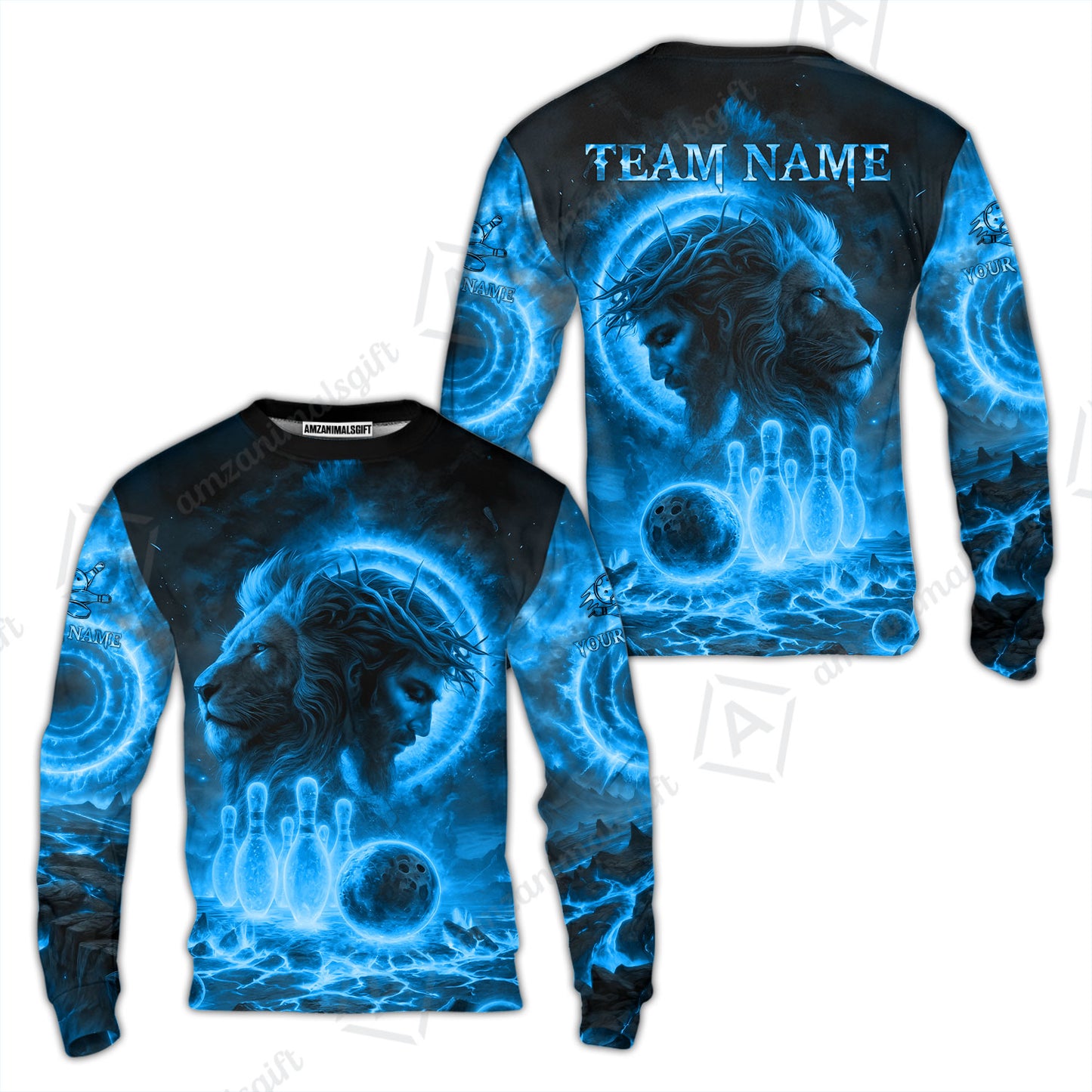 Custom Bowling Team Short Sleeve Men Polo Shirt, Flame The Lion OF Judah With Bowling, Custom Name and Team Name for Bowlers