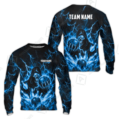 Custom Bowling Jersey Polo Shirt, Lightning Grim Reaper, Custom Bowling Jersey Team Shirt For Players With Name & Team Name