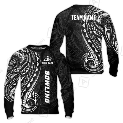 Custom Bowling Jersey Polo Shirt, Polynesian Maori Tribal Tattoo Bowling, Custom Bowling Jersey Team Shirt For Players With Name and Team Name