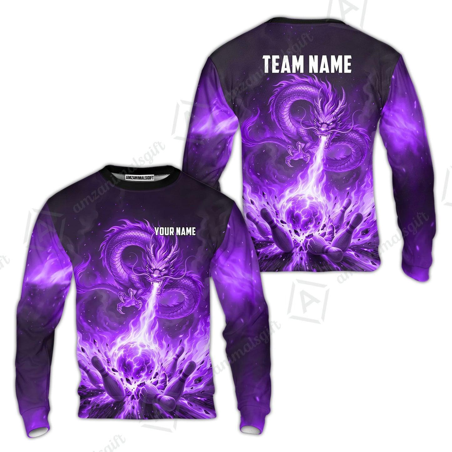 Custom Bowling Jersey Polo Shirt, Asian Dragon's Fire Strike, Custom Bowling Jersey Team Shirt For Players With Name & Team Name