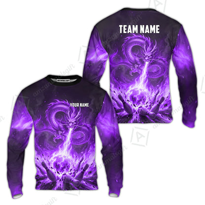 Custom Bowling Jersey Polo Shirt, Asian Dragon's Fire Strike, Custom Bowling Jersey Team Shirt For Players With Name & Team Name