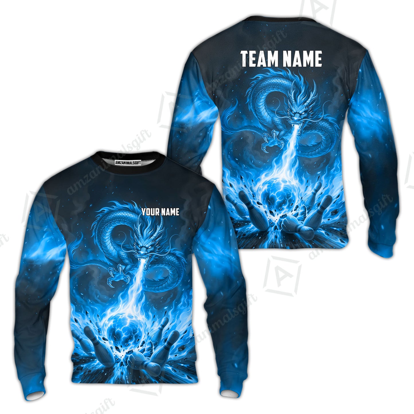 Custom Bowling Jersey Polo Shirt, Asian Dragon's Fire Strike, Custom Bowling Jersey Team Shirt For Players With Name & Team Name