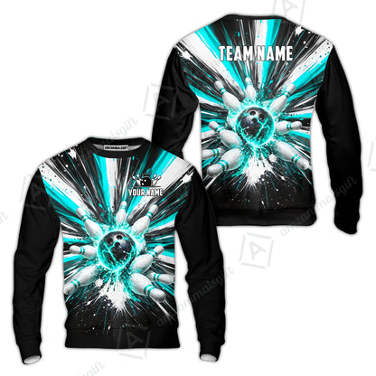 Custom Bowling Jersey Polo Shirt, Electric Burst Explosion, Custom Bowling Jersey Team Shirt For Players With Name and Team Name