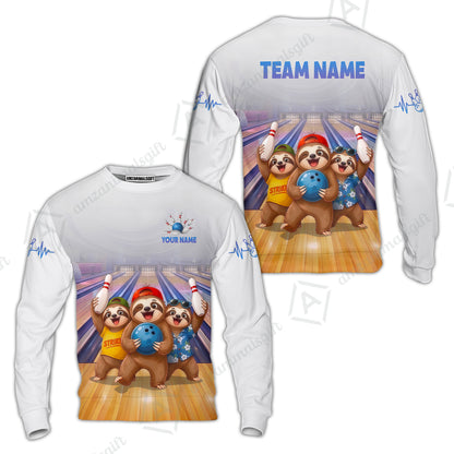 Custom Bowling Jersey Polo Shirt, Funny Sloth Squad Mascot, Custom Bowling Jersey Team Shirt For Players With Name and Team Name