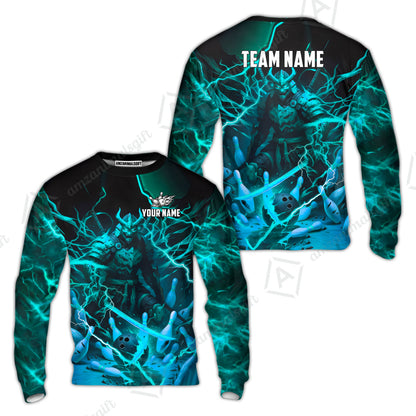 Custom Bowling Jersey Polo Shirt, Fiery Samurai Strike, Custom Bowling Jersey Team Shirt For Players With Name & Team Name