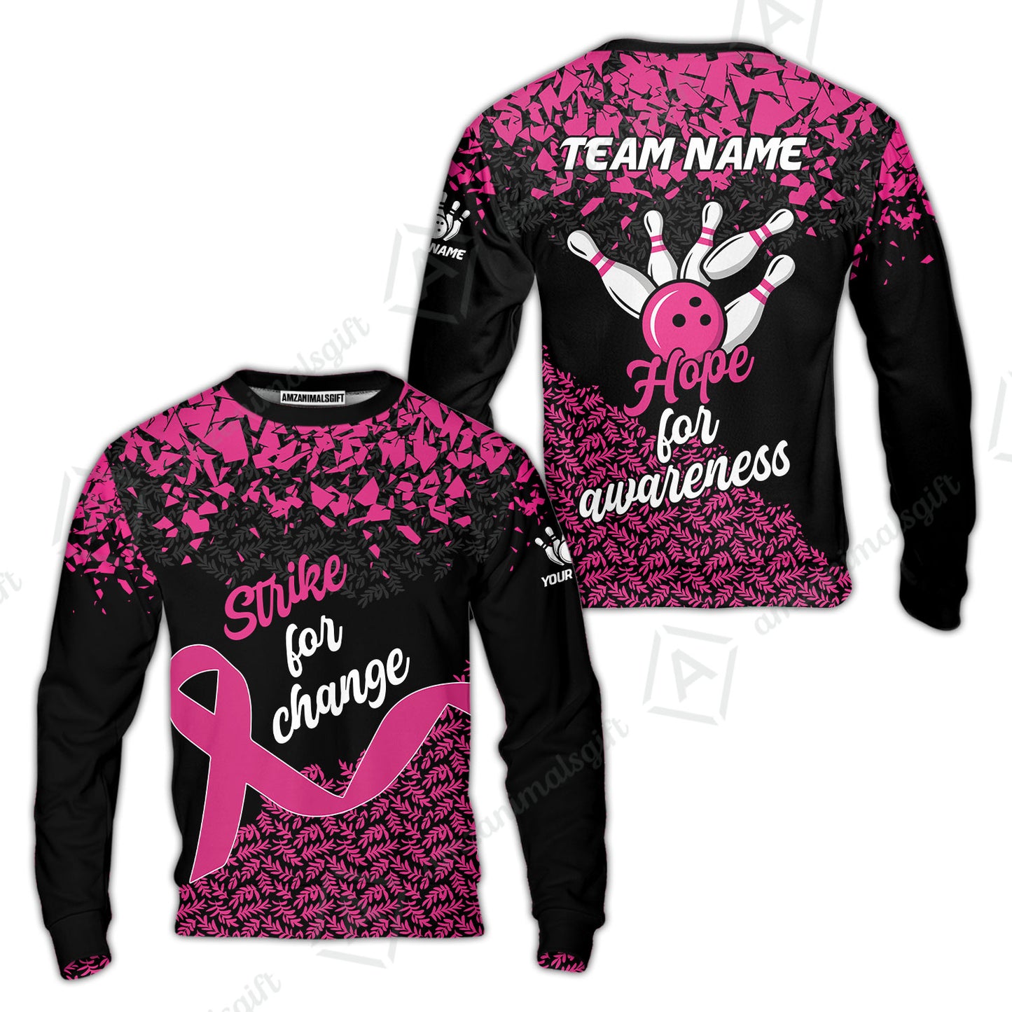 Custom Bowling Jersey Uniform Shirt, Bowling Strike For Change Team Shirt For Players With Name & Team Name