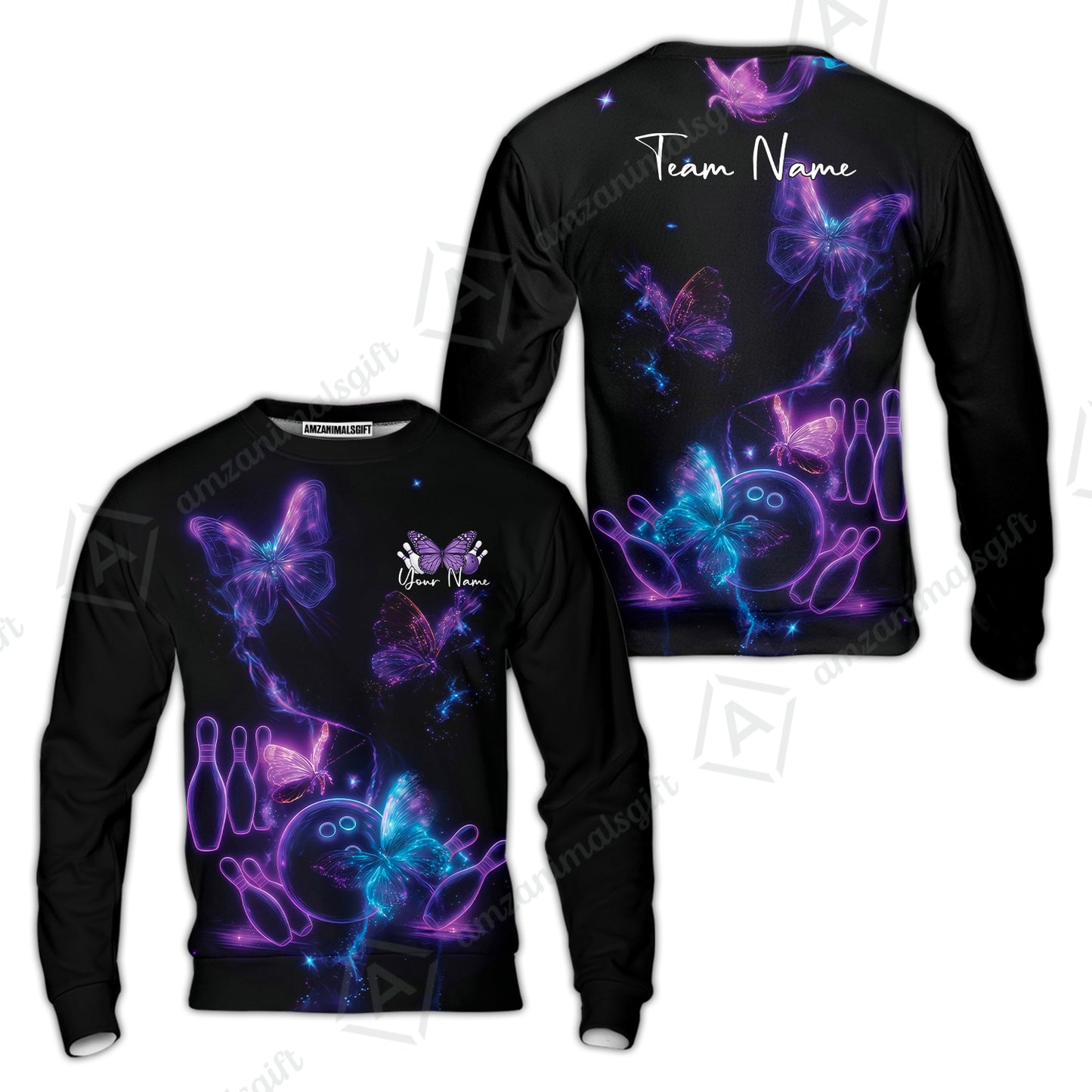 Custom Bowling Jersey Polo Shirt, Bowling Butterfly Universe, Custom Bowling Jersey Team Shirt For Players With Name and Team Name
