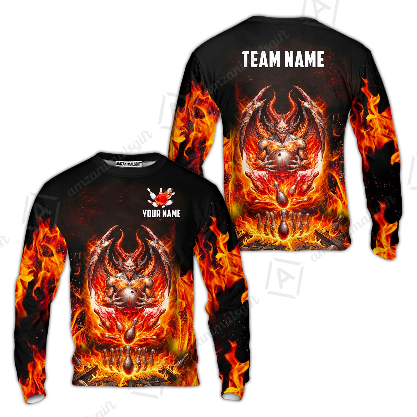 Custom Hellfire Bowling Jersey Polo Shirt, Custom Hellfire Bowling Jersey Team Shirt For Players With Name & Team Name