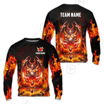 Custom Hellfire Bowling Jersey Polo Shirt, Custom Hellfire Bowling Jersey Team Shirt For Players With Name & Team Name