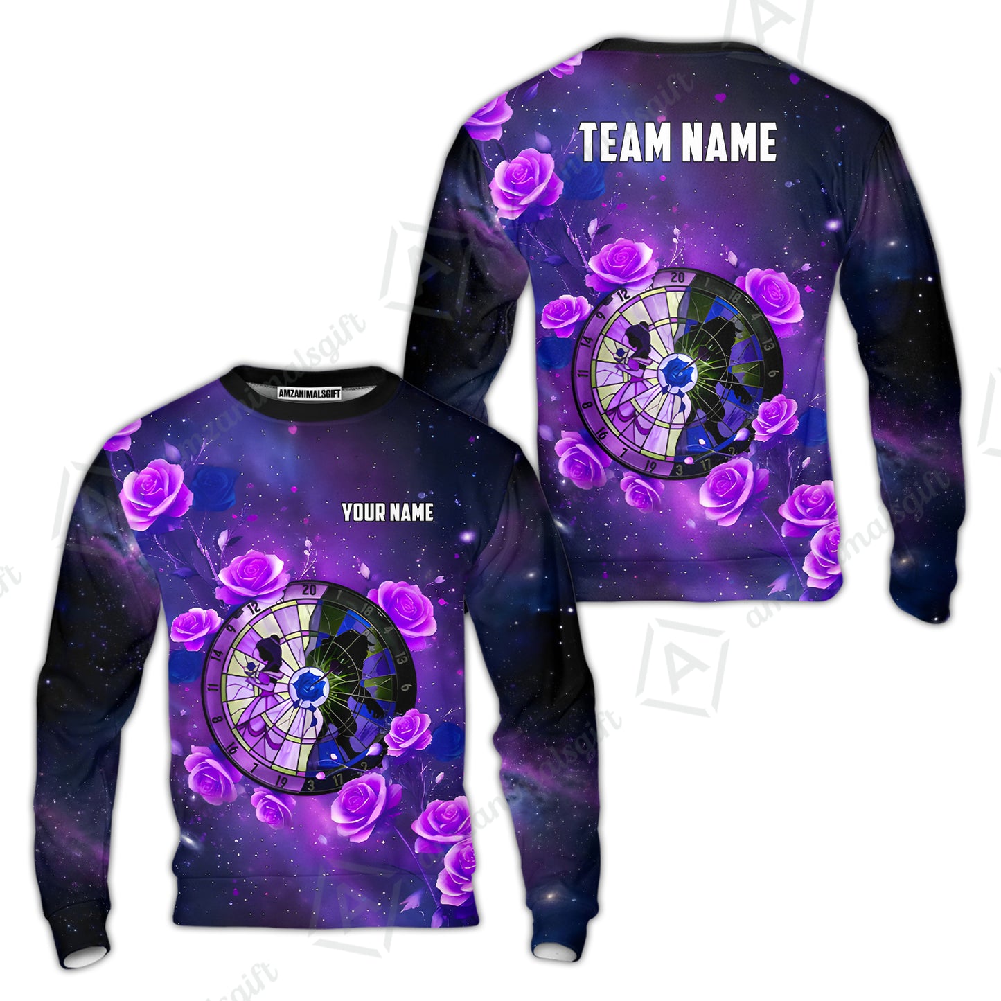 Custom Darts Team Jersey, Personalized Galaxy Flowers Darts Polo Shirt For Players With Name & Team Name