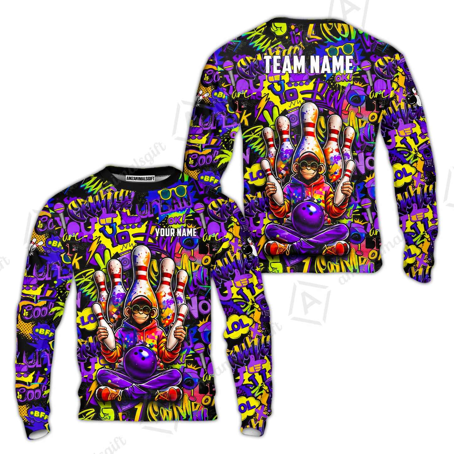 Custom Bowling Jersey Polo Shirt, Master Monkey Juggling, Custom Bowling Jersey Team Shirt For Players With Name & Team Name