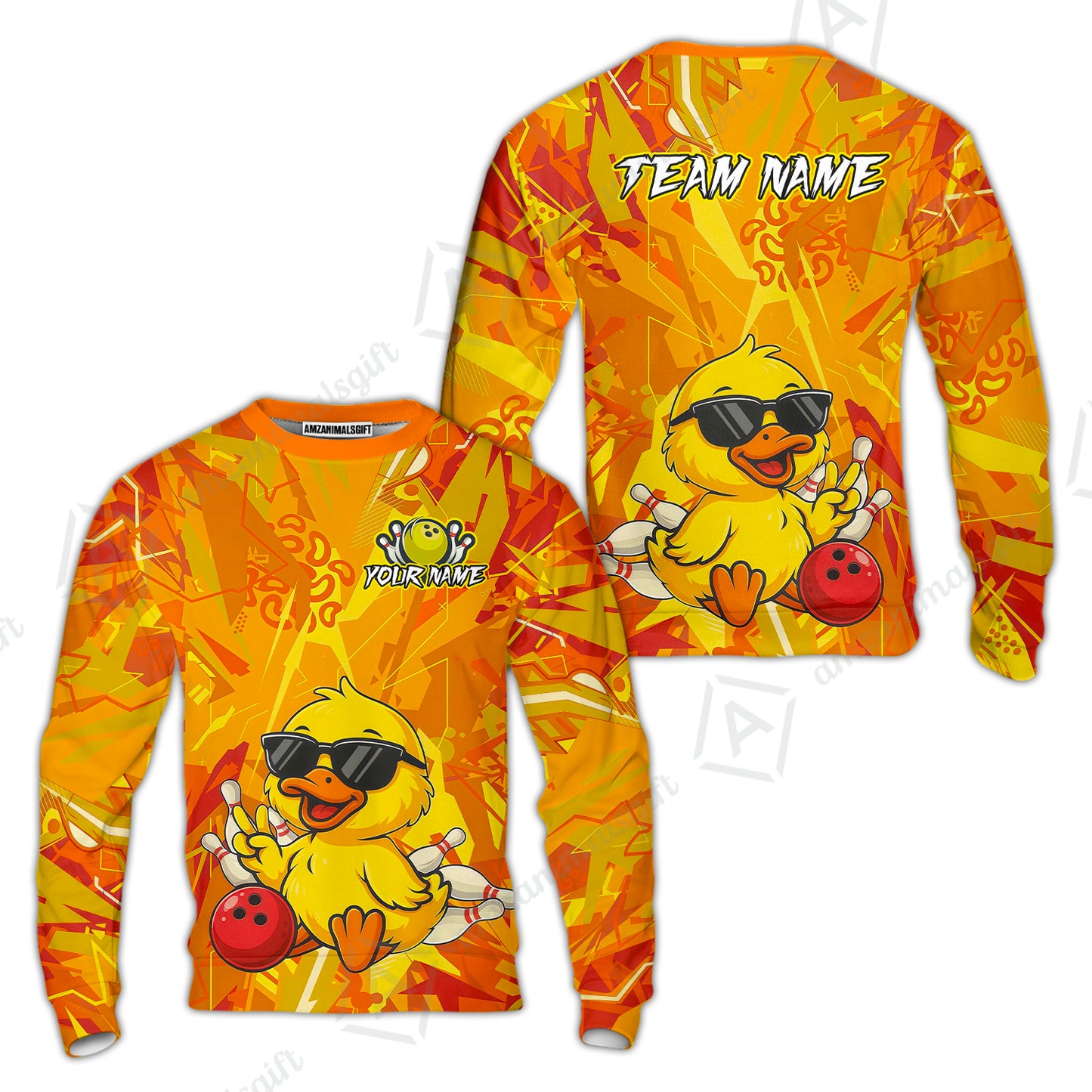 Custom Bowling Jersey Polo Shirt, Duck Strike Energy Bowling, Custom Bowling Jersey Team Shirt For Players With Name & Team Name
