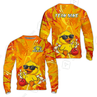 Custom Bowling Jersey Polo Shirt, Duck Strike Energy Bowling, Custom Bowling Jersey Team Shirt For Players With Name & Team Name