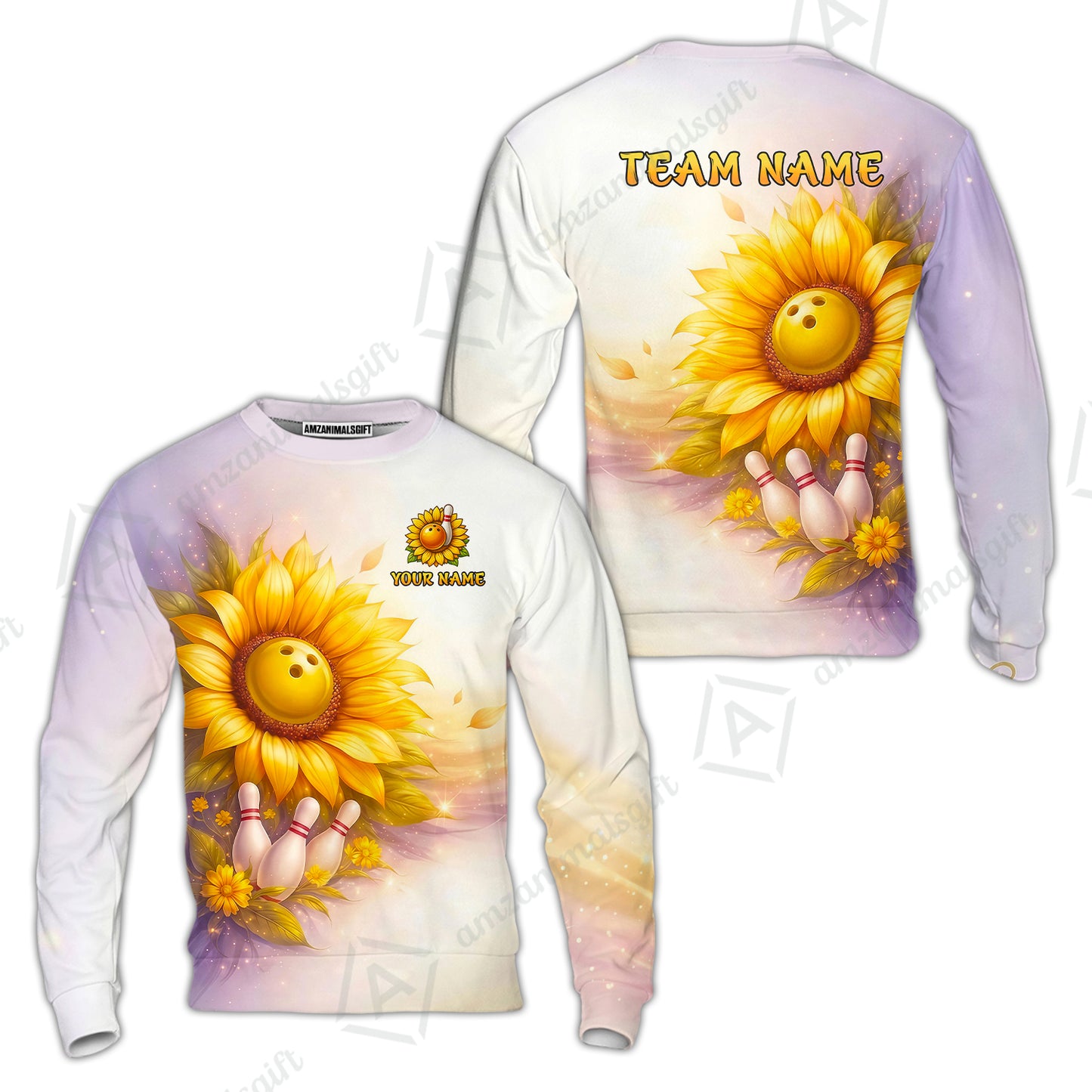 Custom Bowling Polo Shirt, Floral Sunflower Bowling Custom Bowling Polo Team Shirt For Players With Name & Team Name