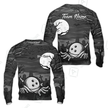 Customized Bowling Shirt, Bowling Halloween Mummy, Personalized Polo Shirt For Players With Name & Team Name