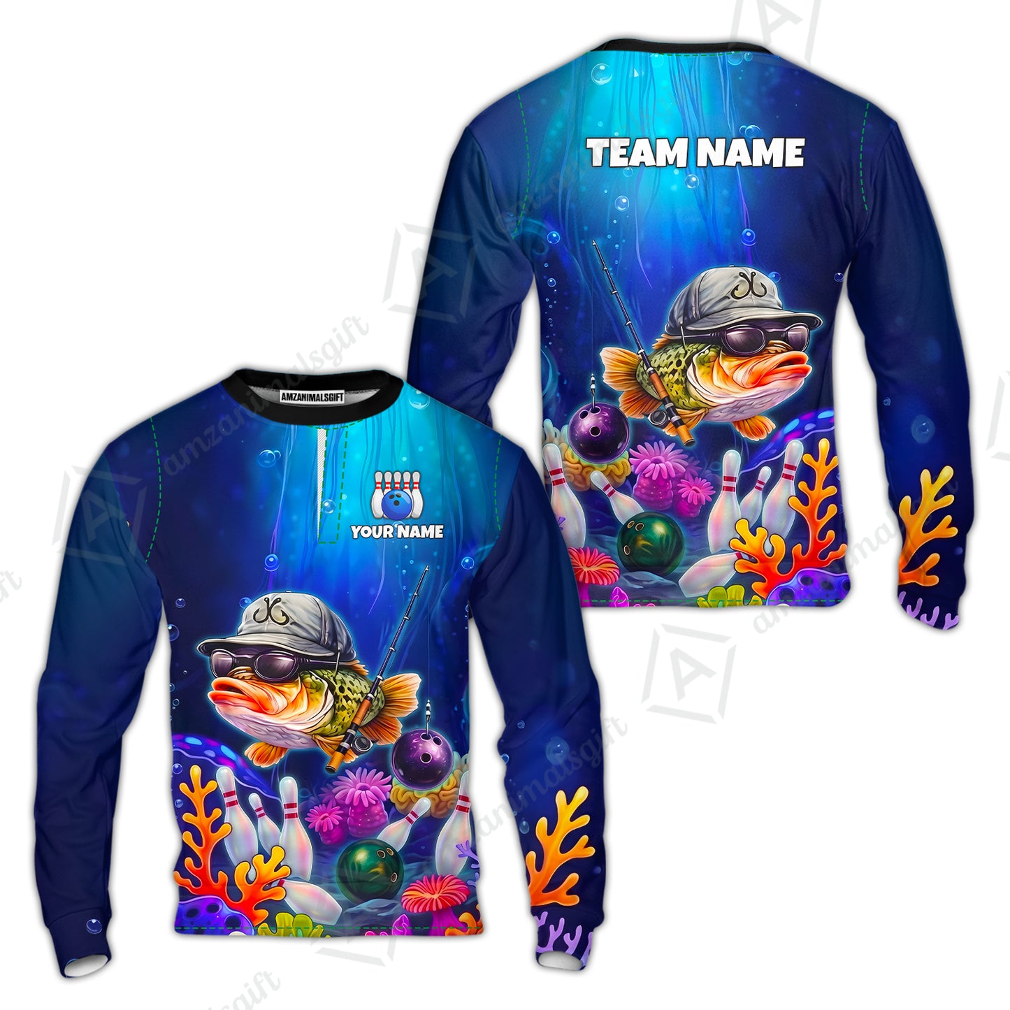 Customized Bowling Fish Bowling Jersey, Custom Name And Team Name For Bowlers