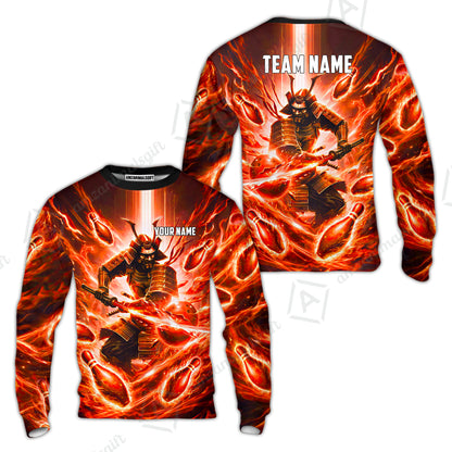 Custom Bowling Jersey Polo Shirt, Japanese Samurai Warrior Bowling, Custom Bowling Jersey Team Shirt For Players With Name & Team Name