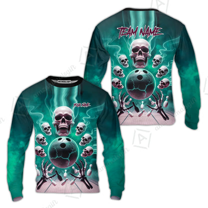 Custom Dark Fantasy Skeleton Bowling Team Jersey, Bowling Uniforms, Personalize Name And Team Name