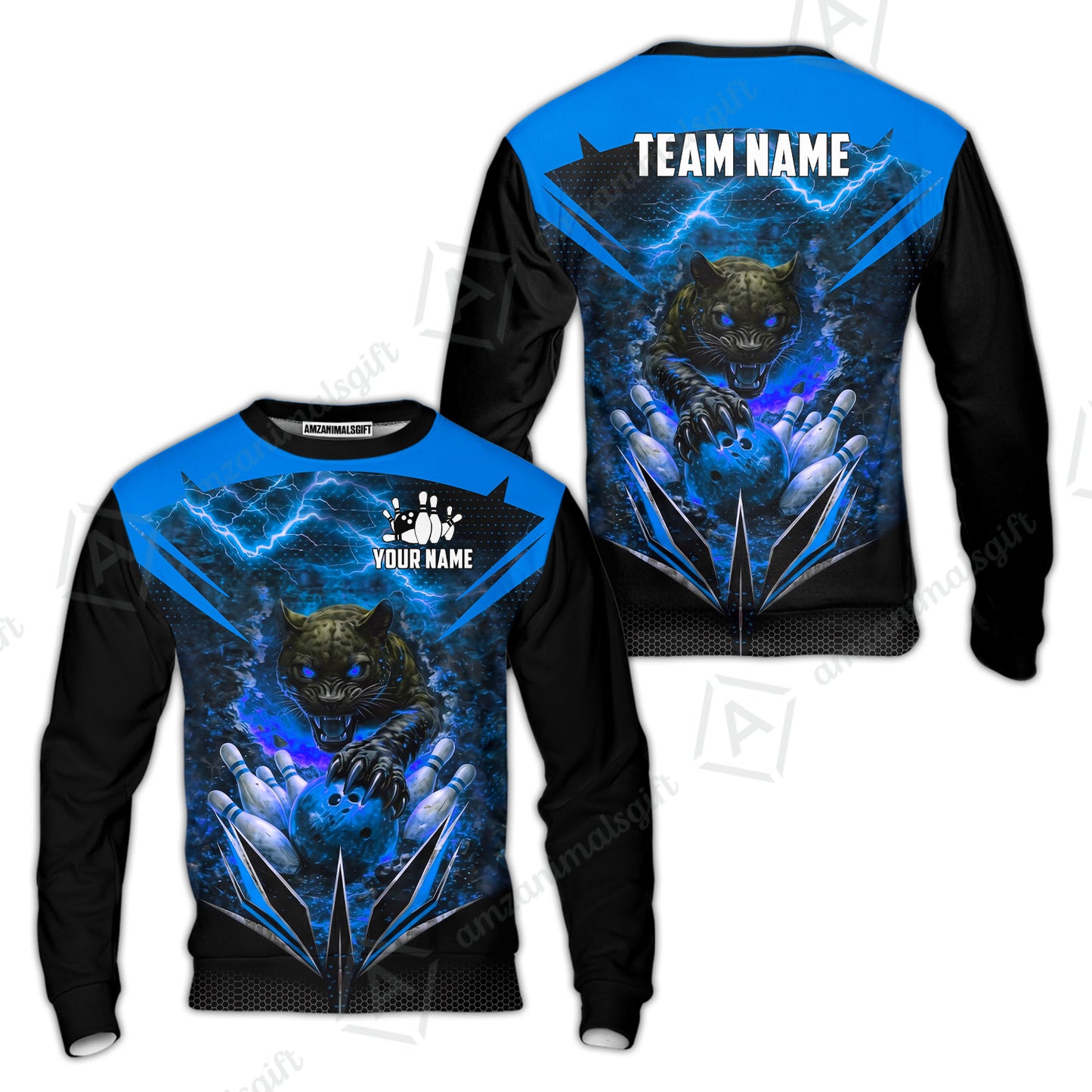 Custom Bowling Jersey Polo Shirt, Electric Panther Bowling, Personalized Name & Team Name