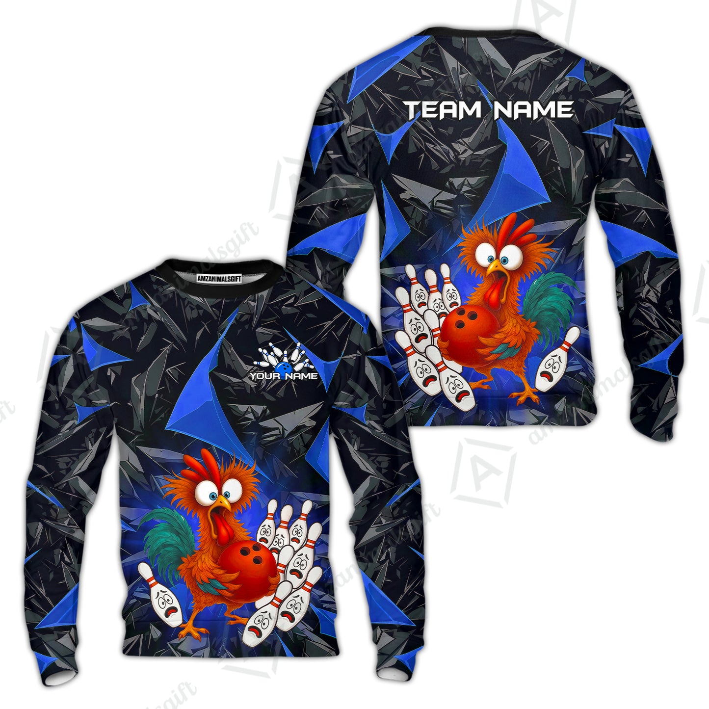 Custom Bowling Jersey Polo Shirt, Crazy Chicken Bowling Custom Bowling Jersey Team Shirt For Players With Name & Team Name