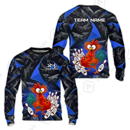 Custom Bowling Jersey Polo Shirt, Crazy Chicken Bowling Custom Bowling Jersey Team Shirt For Players With Name & Team Name