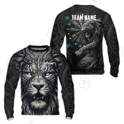 Custom Darts Team Jersey, Personalized Lion Darts Tribal Polo Shirt For Players With Name & Team Name