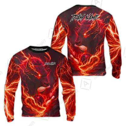 Custom Bowling Jersey Polo Shirt, Charging Bull Bowling Custom Bowling Jersey Team Shirt For Players With Name & Team Name