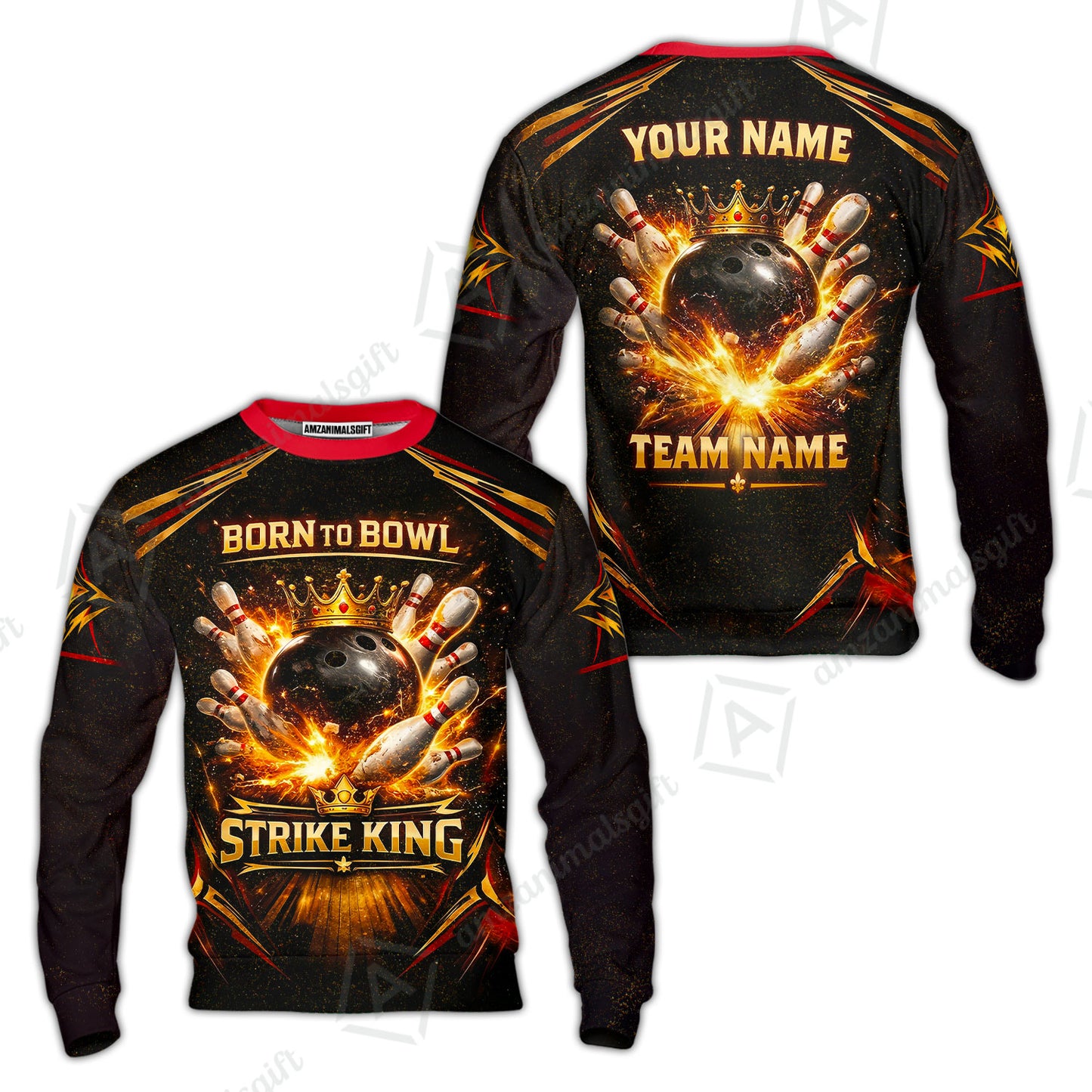 Custom Bowling Jersey Polo Shirt, Born to Bowl King Bowling, Custom Bowling Jersey Team Shirt With Name & Team Name