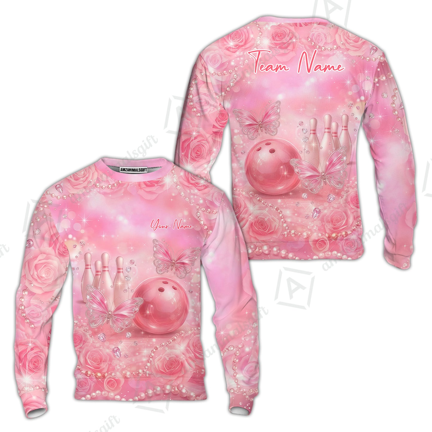Custom Pink Diamond Bowling Jersey Polo Shirt, Custom Pink Diamond Bowling Jersey Team Shirt For Players With Name & Team Name