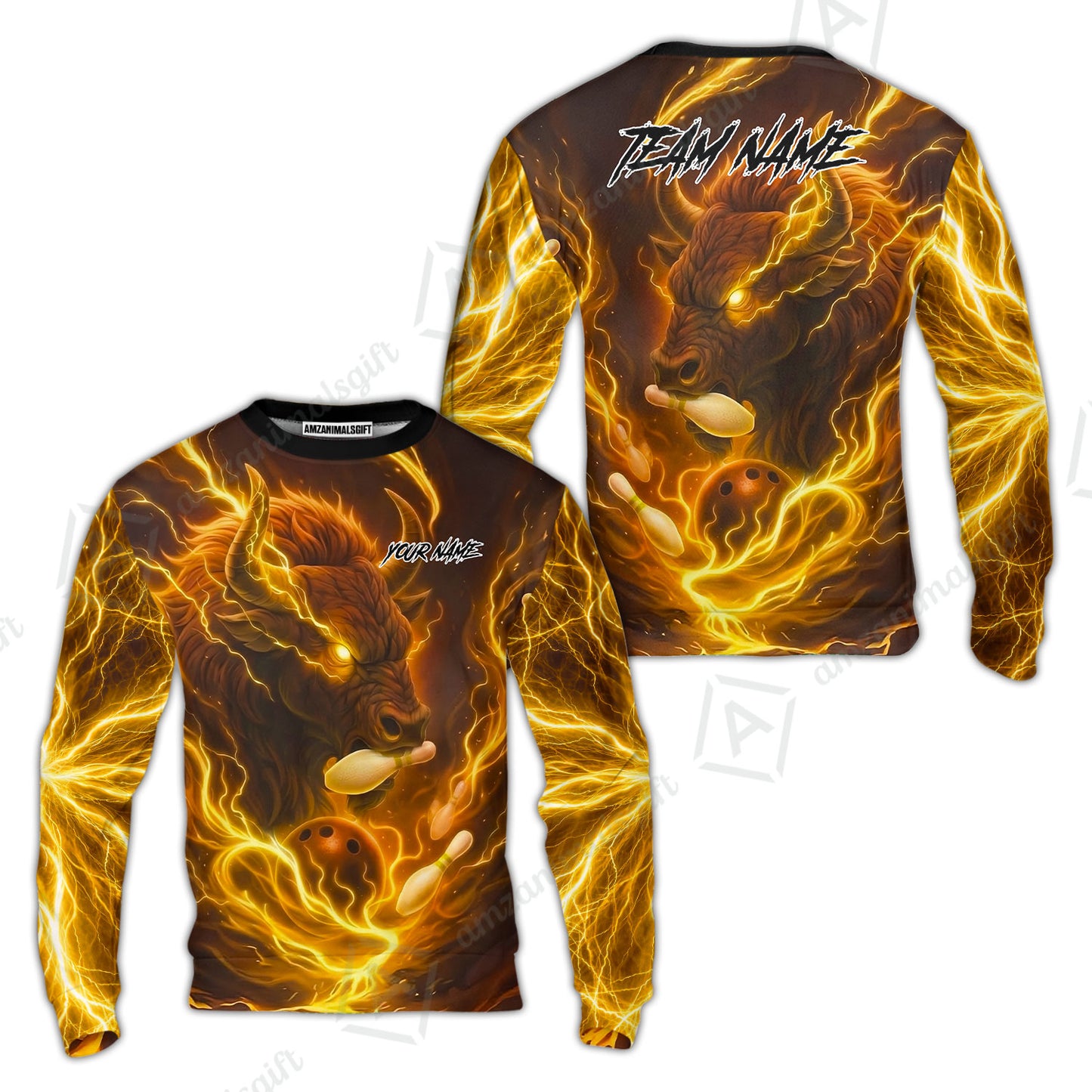 Custom Bowling Jersey Polo Shirt, Charging Bull Bowling Custom Bowling Jersey Team Shirt For Players With Name & Team Name