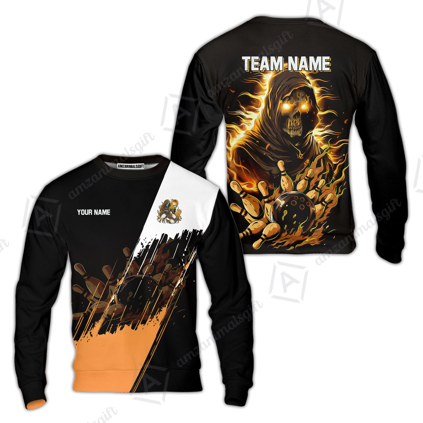Custom Bowling Jersey Polo Shirt, Glow Reaper Bowling Custom Bowling Jersey Team Shirt For Players With Name & Team Name