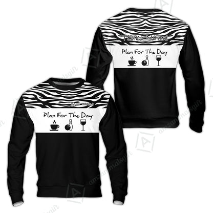 Custom Bowling Jersey Polo Shirt, Plan For The Day Zebra Pattern, Custom Bowling Jersey Team Shirt For Players With Name & Team Name