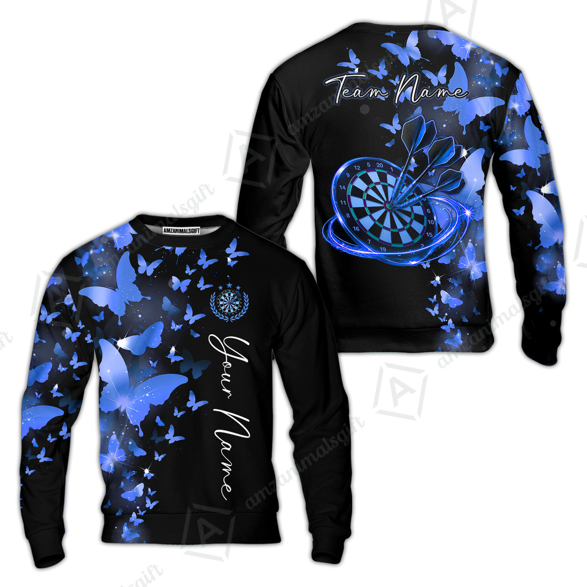 Customized Butterfly Elegant Sparkling Multicolor Darts Jersey, Personalized Name And Team Name For Players