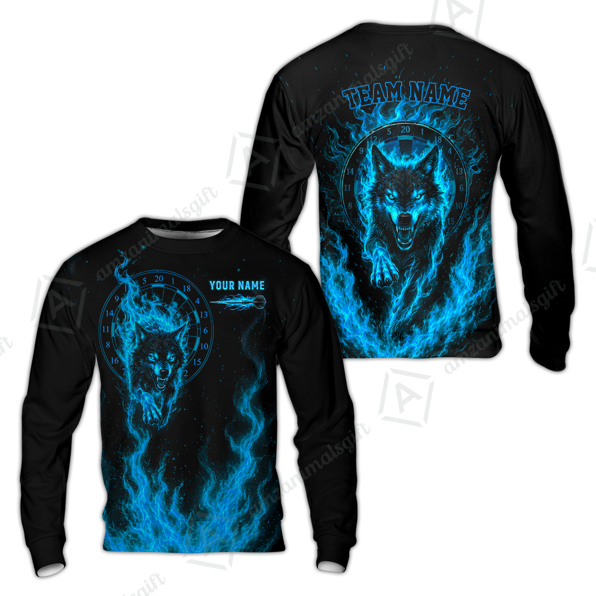 Customized Fire Wolf Dartboard Multicolor Darts Jersey, Personalized Name And Team Name For Players