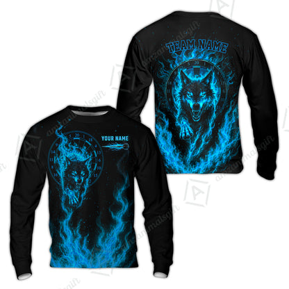 Customized Fire Wolf Dartboard Multicolor Darts Jersey, Personalized Name And Team Name For Players