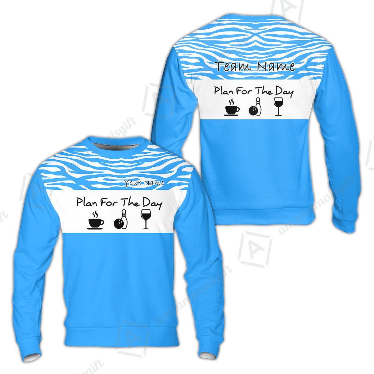 Custom Bowling Jersey Polo Shirt, Plan For The Day Zebra Pattern, Custom Bowling Jersey Team Shirt For Players With Name & Team Name