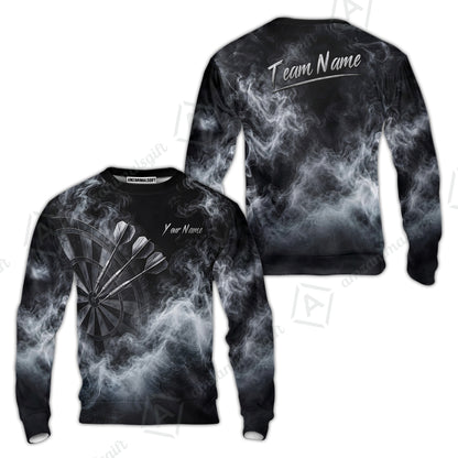 Custom Fog Rolling Darts Jersey, Personalized Name & Team Name, Smoky Dartboard Shirt for Players