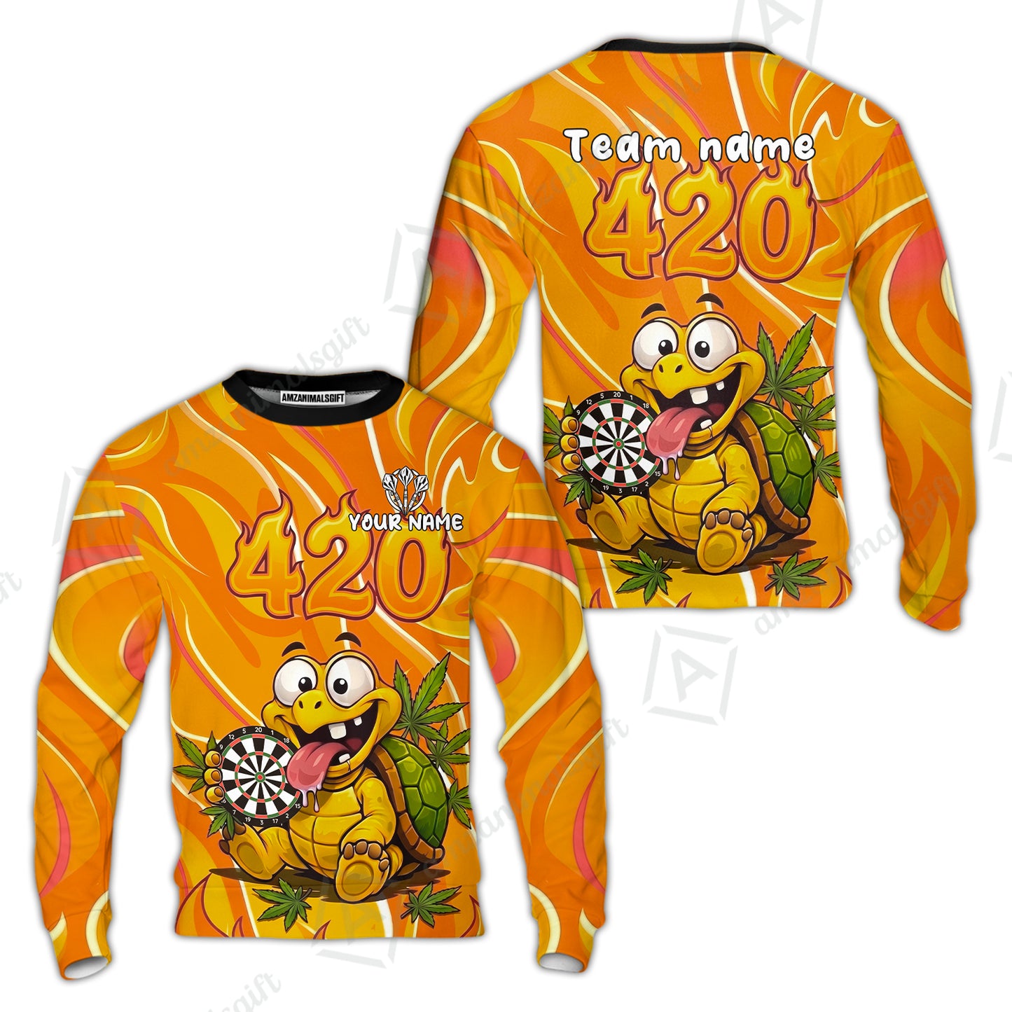 Custom Dart Jersey Team Shirt For Players, Funny Turtle 420, Personalize Name and Team Name