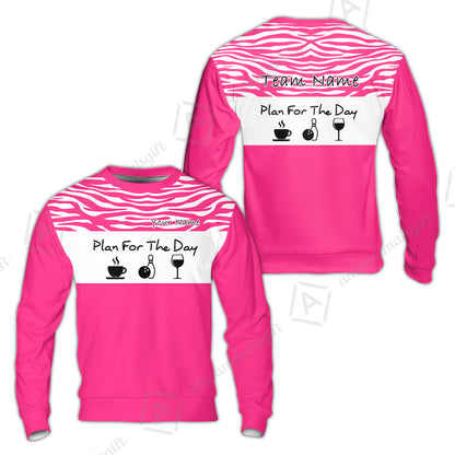 Custom Bowling Jersey Polo Shirt, Plan For The Day Zebra Pattern, Custom Bowling Jersey Team Shirt For Players With Name & Team Name