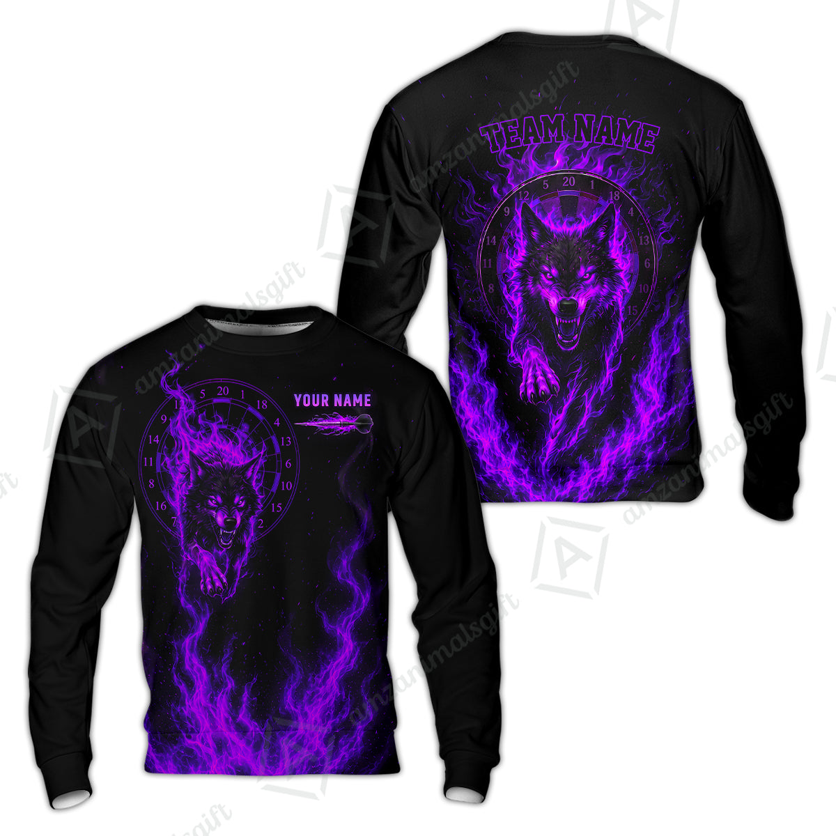 Customized Fire Wolf Dartboard Multicolor Darts Jersey, Personalized Name And Team Name For Players