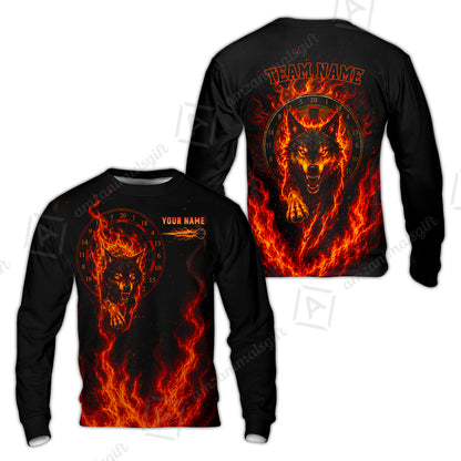 Customized Fire Wolf Dartboard Multicolor Darts Jersey, Personalized Name And Team Name For Players