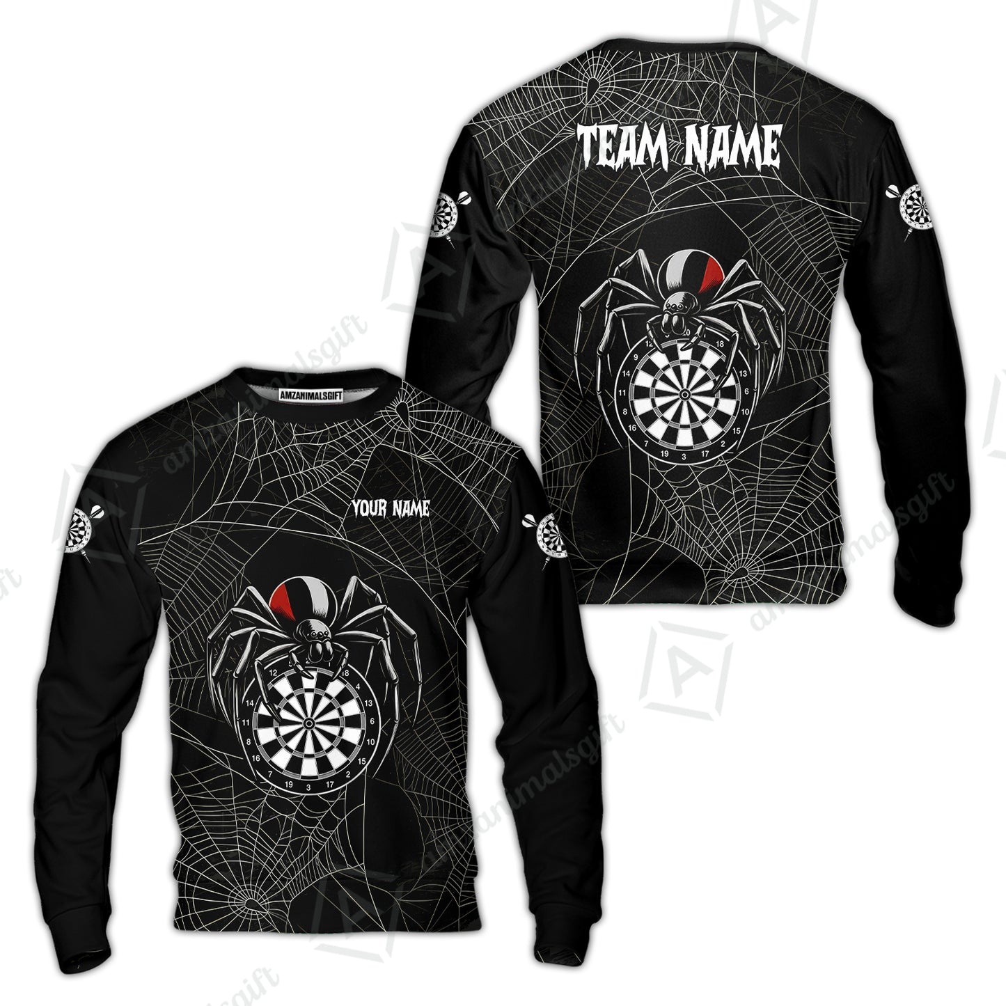 Customized Spider Web Black Widow Spooky Halloween Darts Jersey, Personalized Name And Team Name For Players