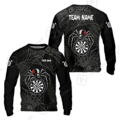 Customized Spider Web Black Widow Spooky Halloween Darts Jersey, Personalized Name And Team Name For Players