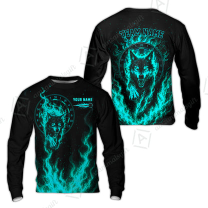 Customized Fire Wolf Dartboard Multicolor Darts Jersey, Personalized Name And Team Name For Players