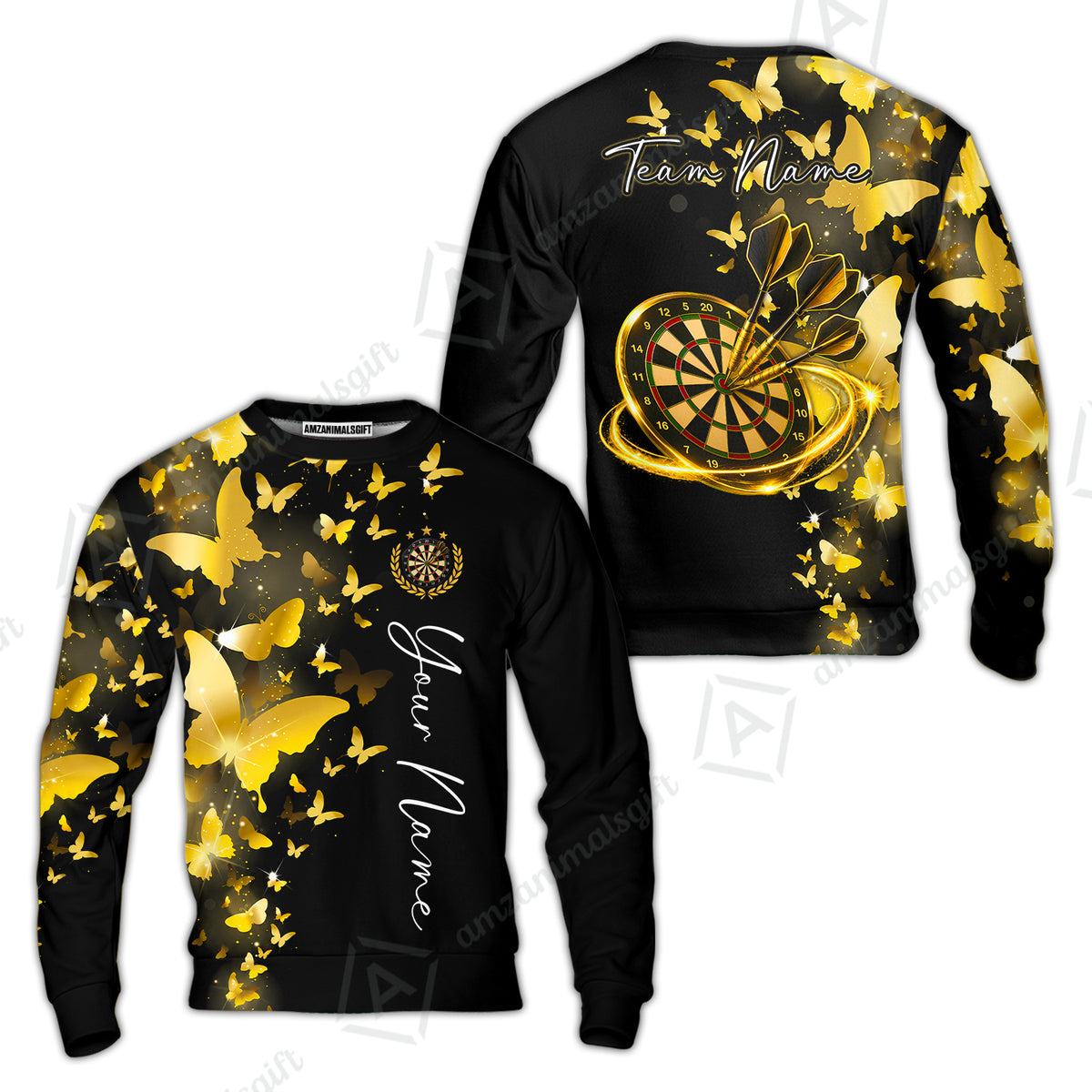 Customized Butterfly Elegant Sparkling Multicolor Darts Jersey, Personalized Name And Team Name For Players