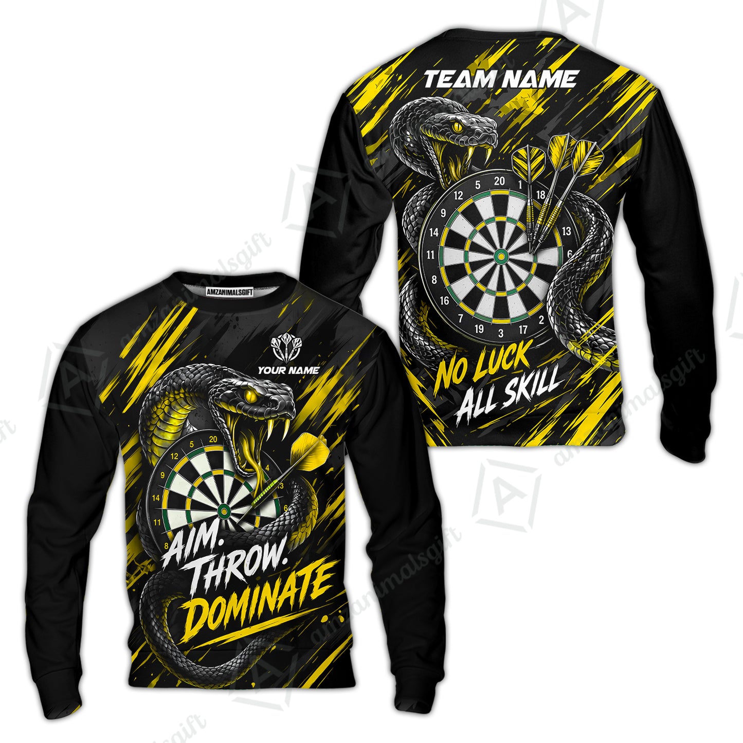 Customized Darts Team Jersey, Personalized Snake Darts Abstract Background Polo Shirt For Players With Name & Team Name