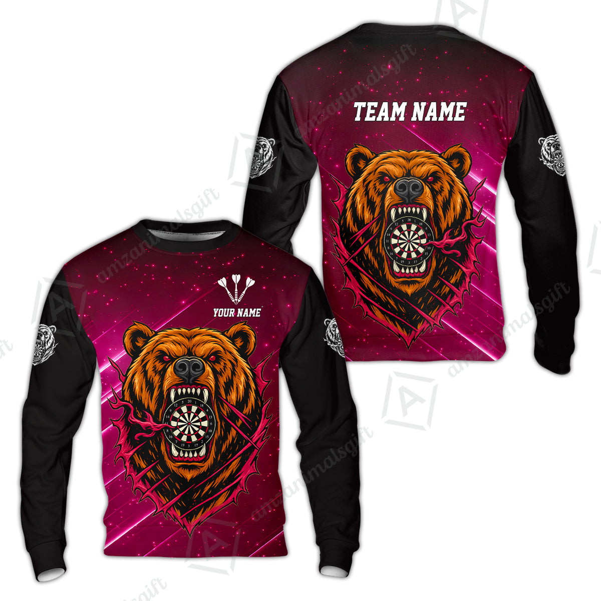 Custom Darts Team Jersey, Personalized Furious Bear Dart Polo Shirt for Players with Name & Team Name