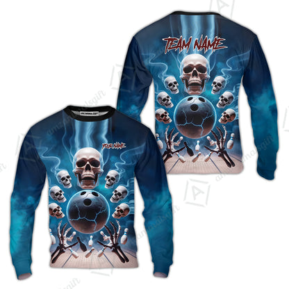 Custom Dark Fantasy Skeleton Bowling Team Jersey, Bowling Uniforms, Personalize Name And Team Name