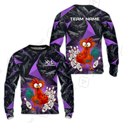 Custom Bowling Jersey Polo Shirt, Crazy Chicken Bowling Custom Bowling Jersey Team Shirt For Players With Name & Team Name