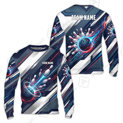 Custom Bowling Jersey Polo Shirt, Futuristic Cyber Electric Strike, Custom Bowling Jersey Team Shirt For Players With Name and Team Name
